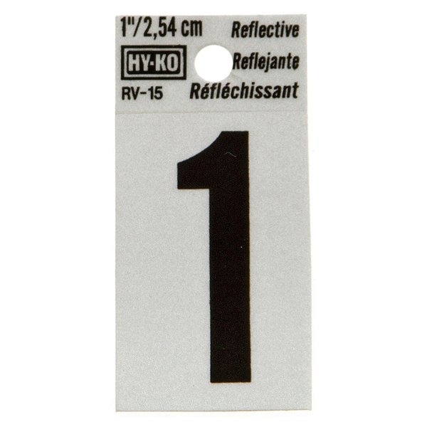 Hy-Ko 1.25In Reflective Number 1, 10PK B00364